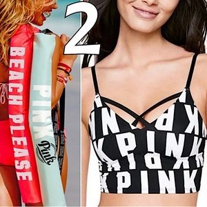 ✌️VS 💕PINK BUNDLE Ultimate Logo Sport Bra AND Sling Beach Cooler Bag